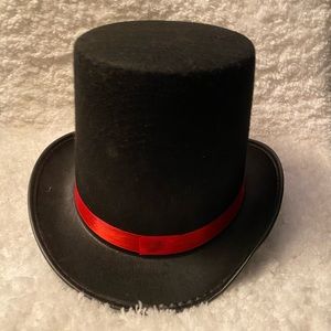 Black Top Hat with Red Lace